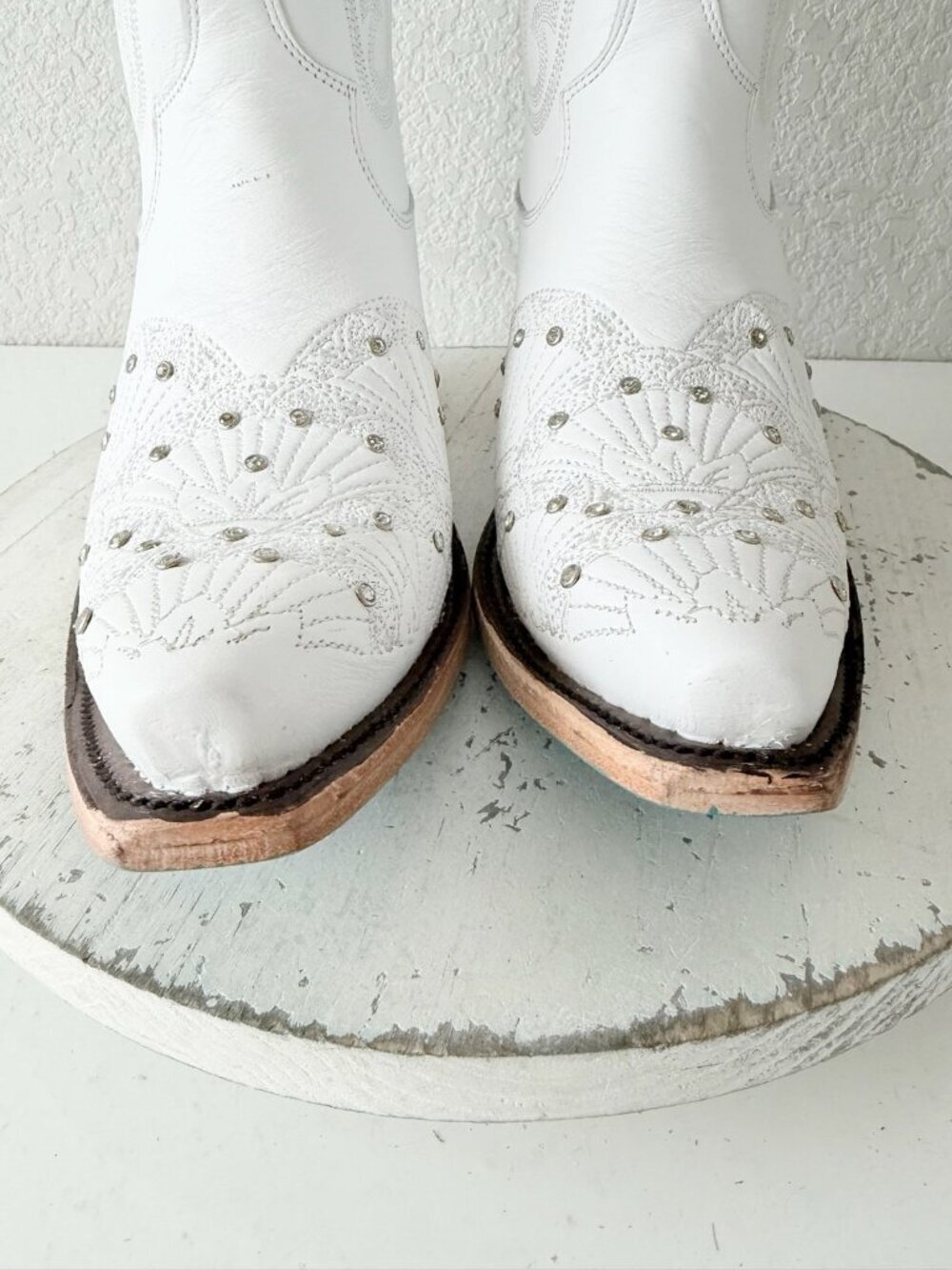 Lane Boots Calypso White Snip Toe Tall Cowboy Boots Western Cowgirl Size 8.5 - Picture 9 of 12